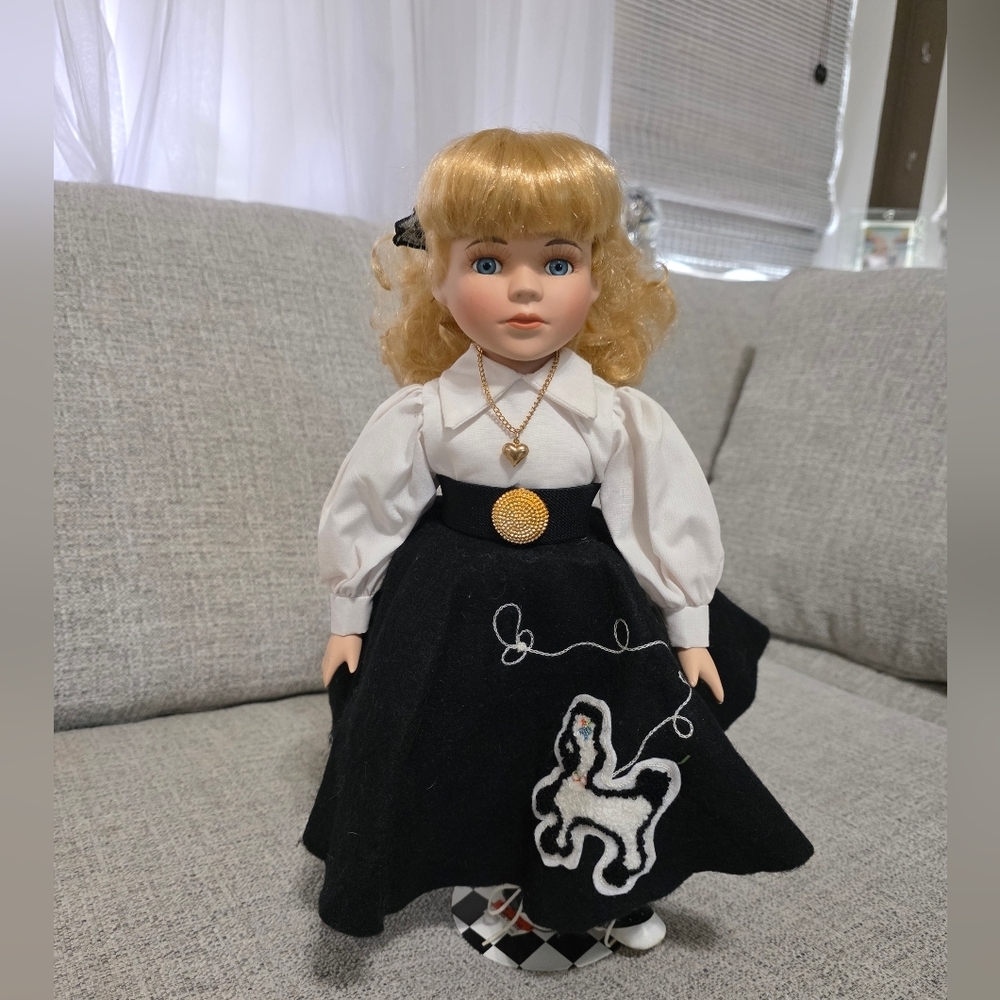 Morning Int'l Crafter 17" Porcelain Doll WENDY Poodle Skirt